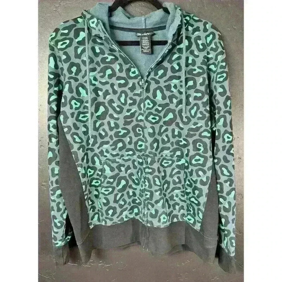 Wrangler Retro Cheetah Hoodie Sweatshirt Womens Medium  Green Full Zip Ladies - Picture 4 of 7